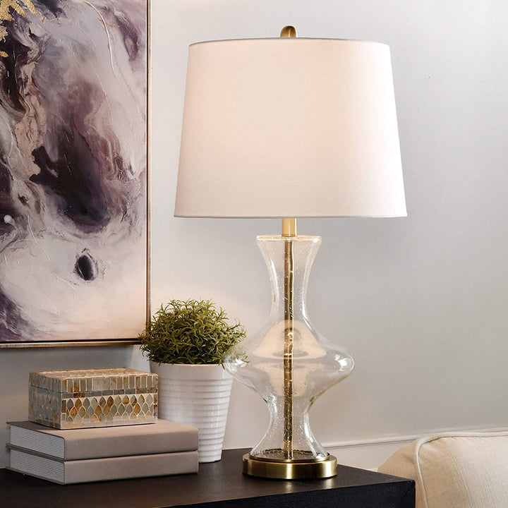 Clear Seeded Curved Vase Table Lamp Gold - Diamond Home USA