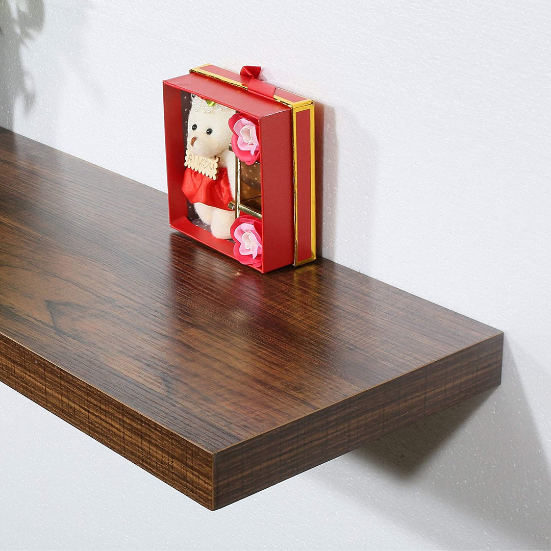 Set 2 Modern Contemporary Antique Walnut Floating Shelves 9 2531 51 5 Inches Brown Mid Century MDF Wood Finish Includes Hardware Storage - Diamond Home USA