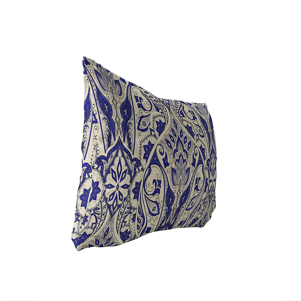 Navy Lumbar Pillow Blue Geometric Global Polyester Single Removable Cover - Diamond Home USA