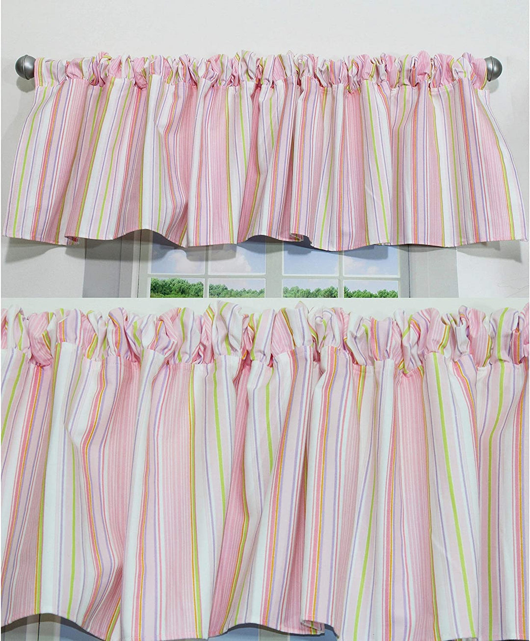 Pink Stripe Valances 2 Window Saver Pack Orange Purple