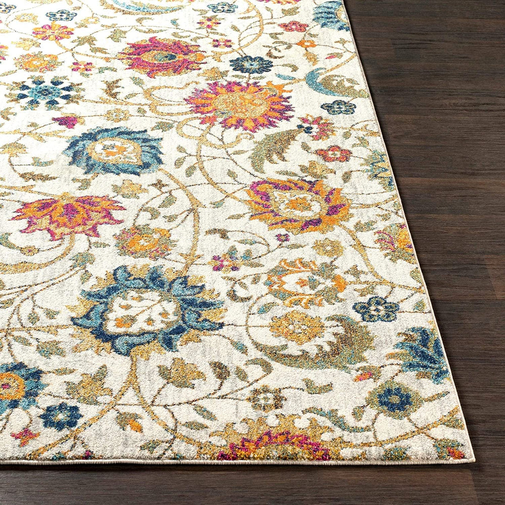 MISC Light Grey Vintage Floral Area Rug 3'11" X 5'7" Oriental Polypropylene Synthetic Latex Free Pet Friendly Stain Resistant