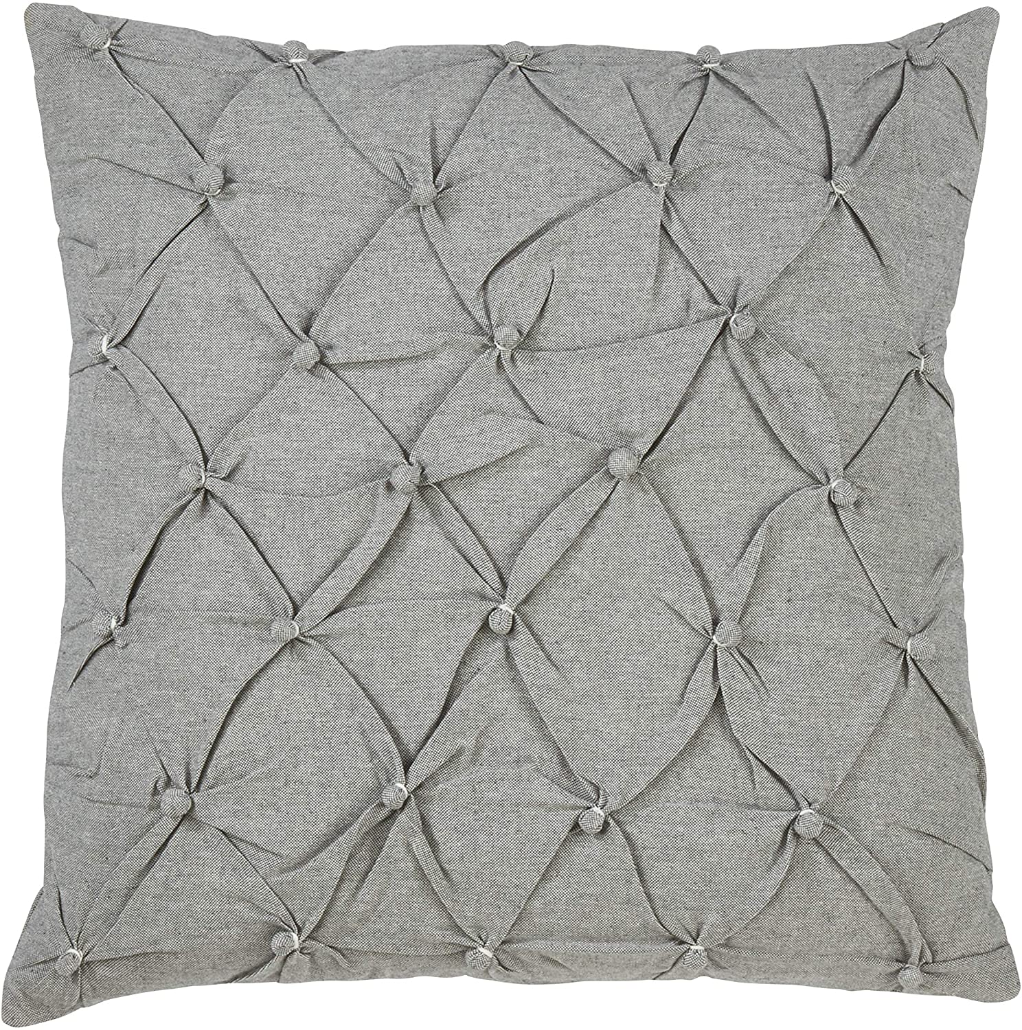 Down Filled Pintucked Button Throw Pillow Grey Textured