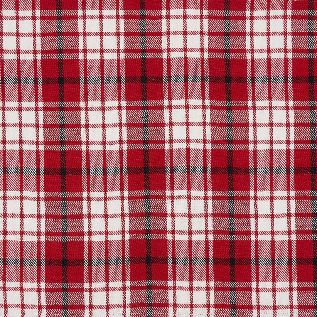 Table Napkins Small Plaid Design (Set 4) Red Square Cotton - Diamond Home USA