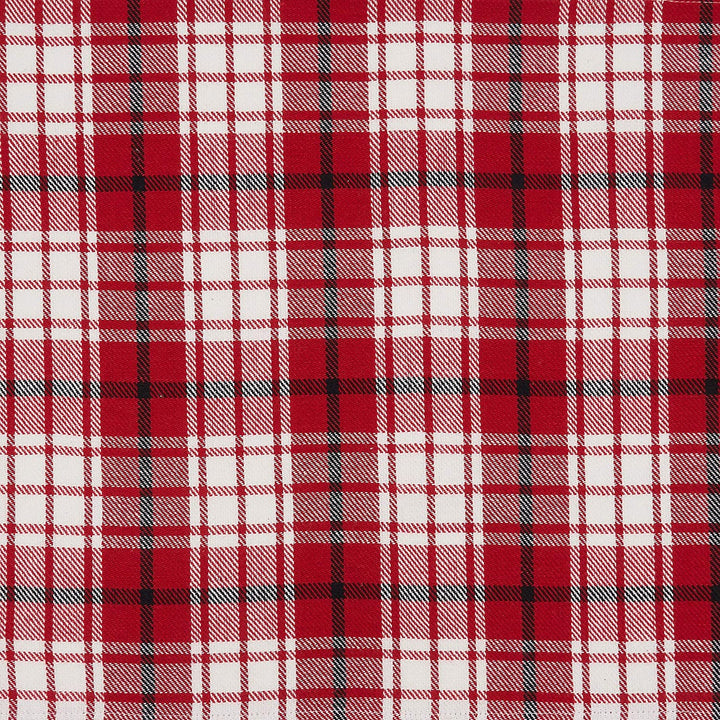 Table Napkins Small Plaid Design (Set 4) Red Square Cotton - Diamond Home USA