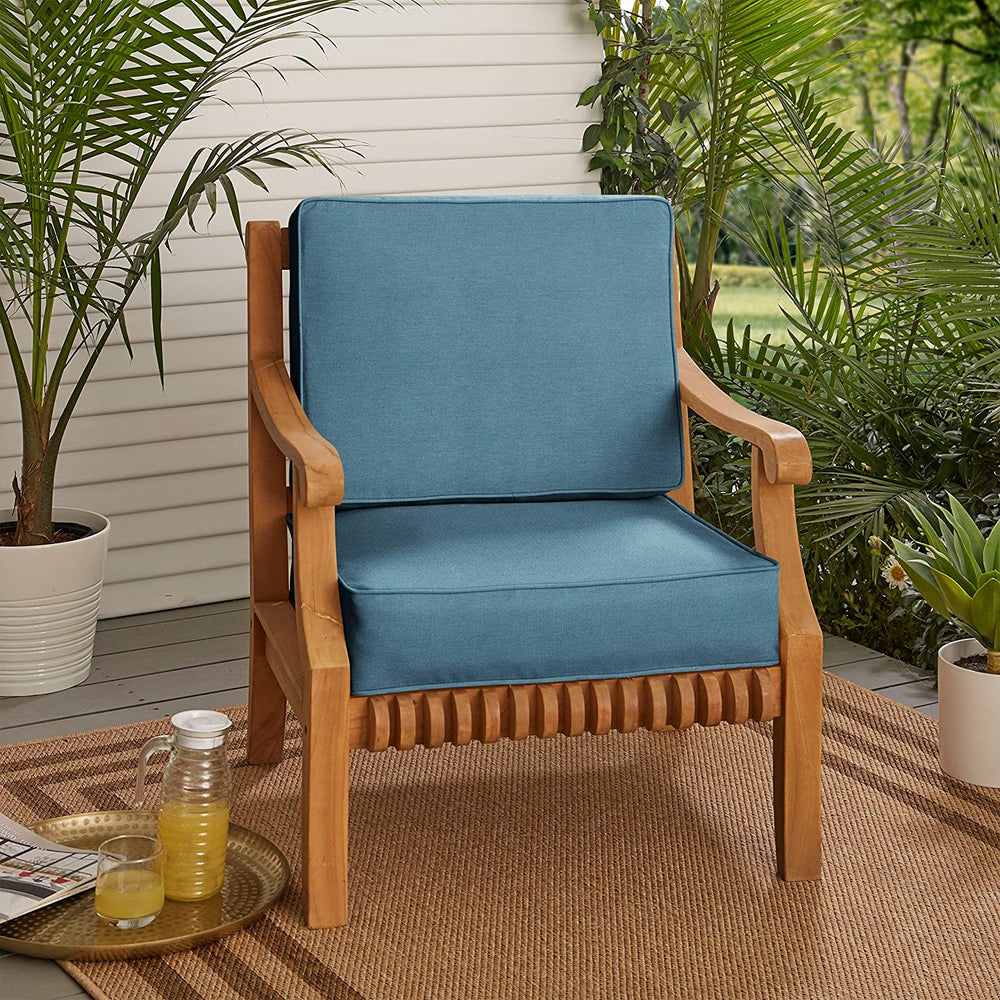MISC Denim Blue Indoor/Outdoor Deep Seating Cushion Set Corded 23 5" X 23" 5" Solid Casual Transitional Fade Resistant Uv Water
