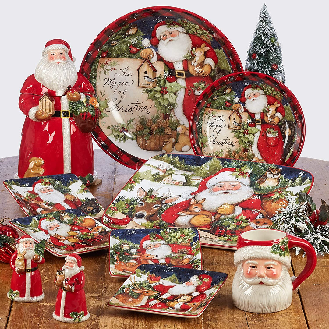 Magic Christmas Snowman 16 Oz Mugs (Set 4) Green Color Red Animal Transitional Round 4 Piece Dishwasher Safe - Diamond Home USA