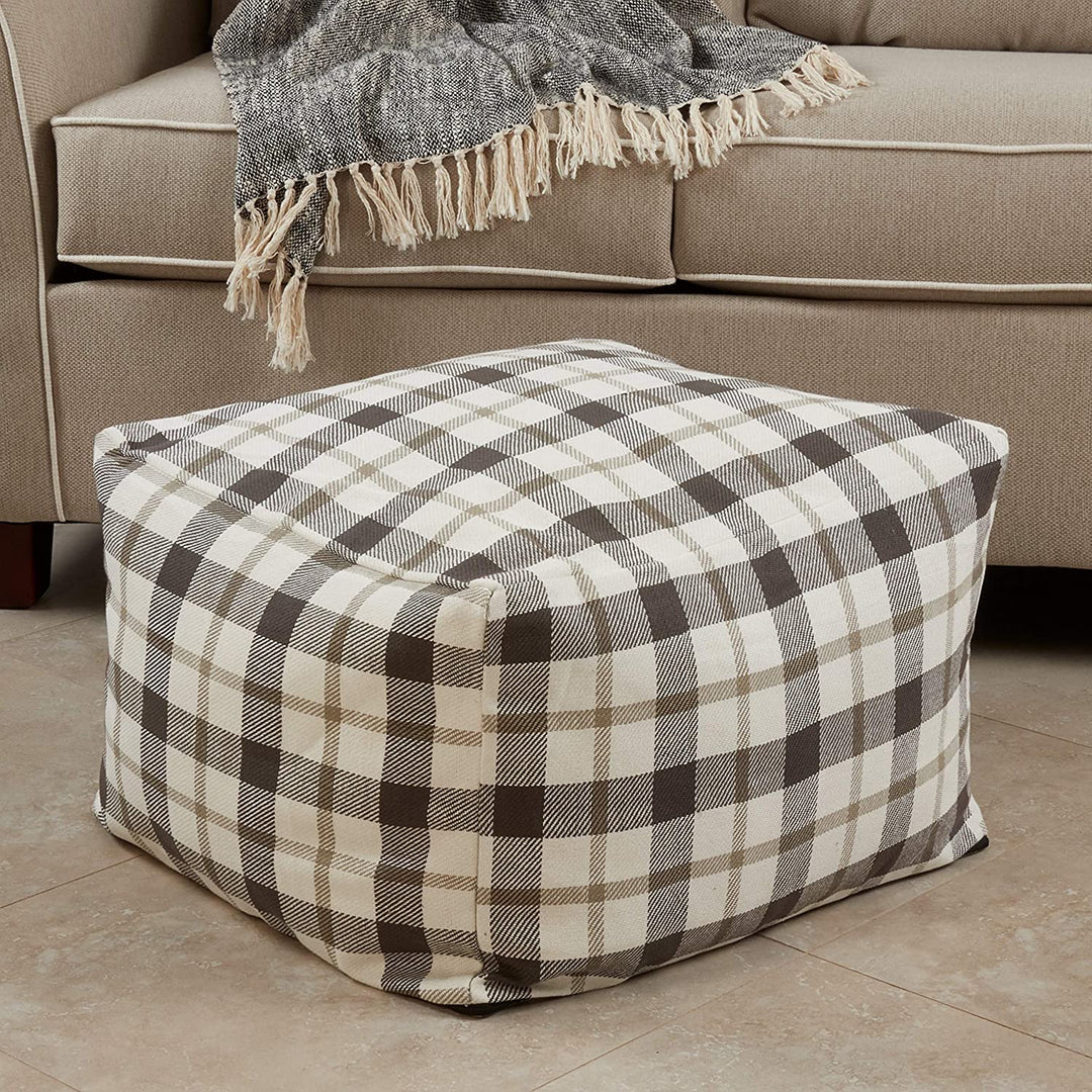 Floor Pouf Plaid Design Grey Cabin Lodge tton Removable
