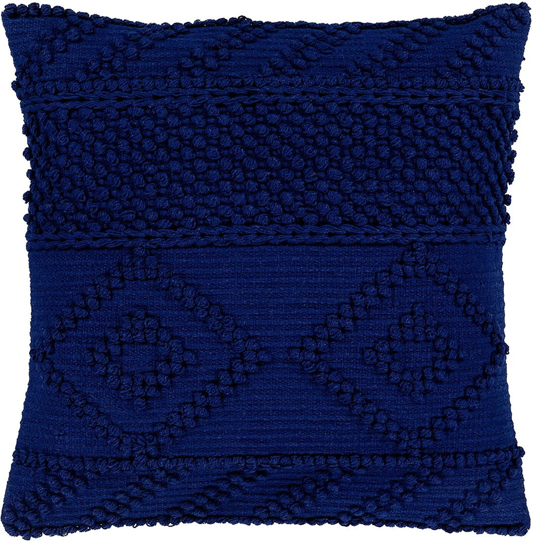 Blue Bohemian 22 inch Throw Pillow Cover Textured Global