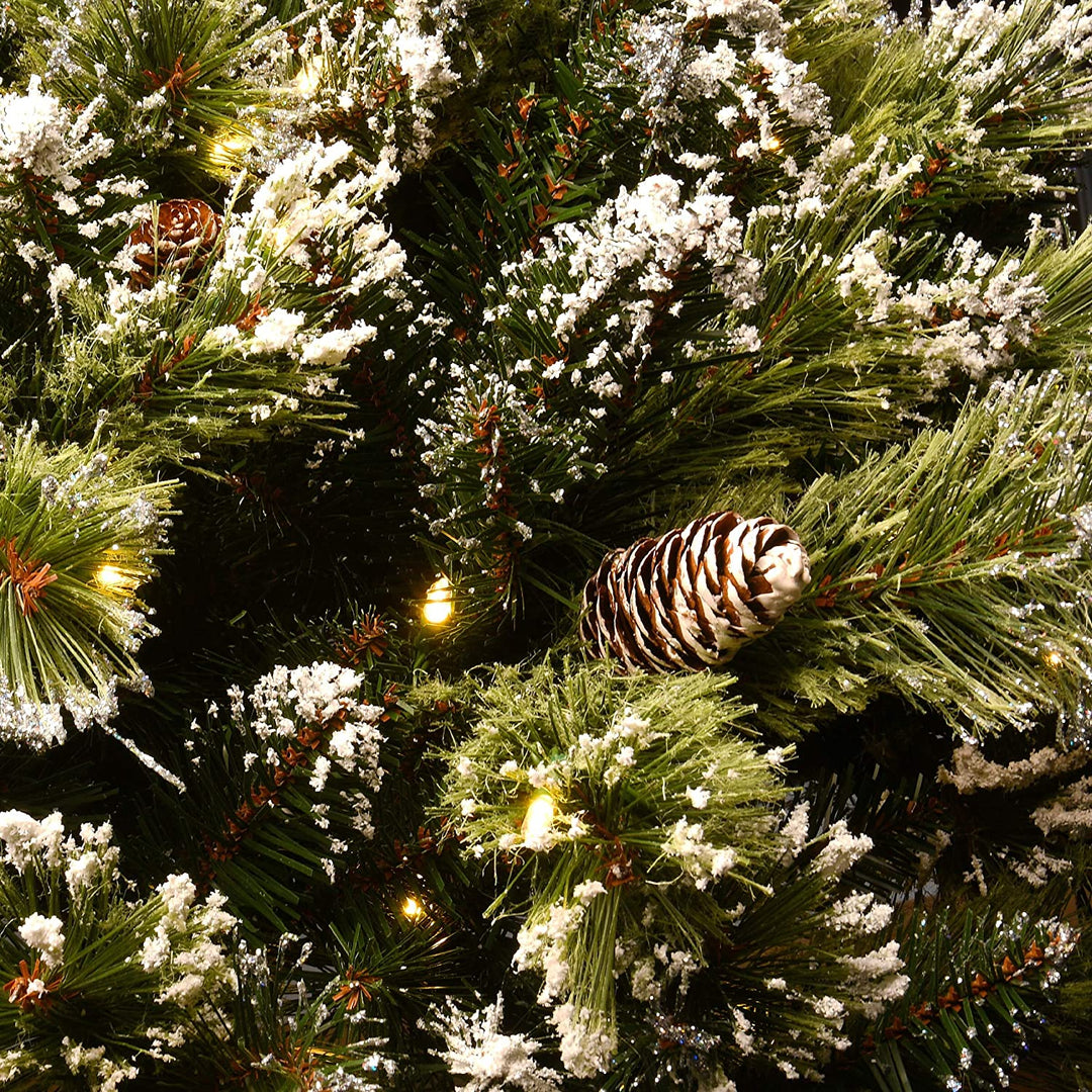 36" Glittery Bristle Pine Urn Filler Green Led Lights - Diamond Home USA