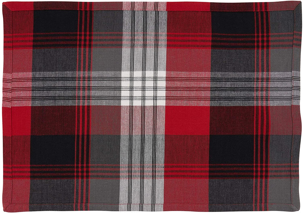 Plaid Design Cotton Placemats (Set 4) Red Oblong - Diamond Home USA