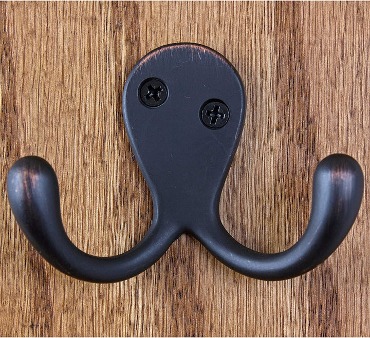 MISC 5 Pack 2 Oil Rubbed Bronze Double Coat Hooks Zinc Finish