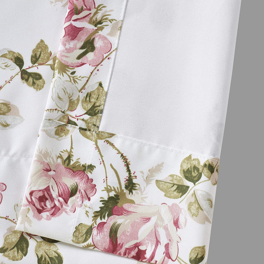 Rosemary Country Chic Floral 84 Inch Window Panel Pair Pink Farmhouse Shabby Polyester Includes Tiebacks - Diamond Home USA