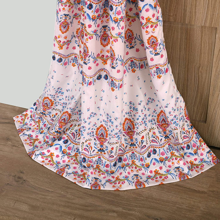 Amber Curtain Panel Pair Color Floral Bohemian Eclectic Casual Polyester Lined - Diamond Home USA