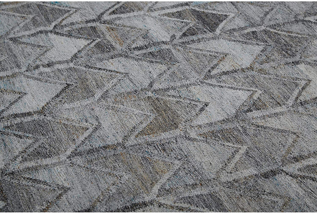 4' X 6' Grey Geometric Patterned Polyester Latex