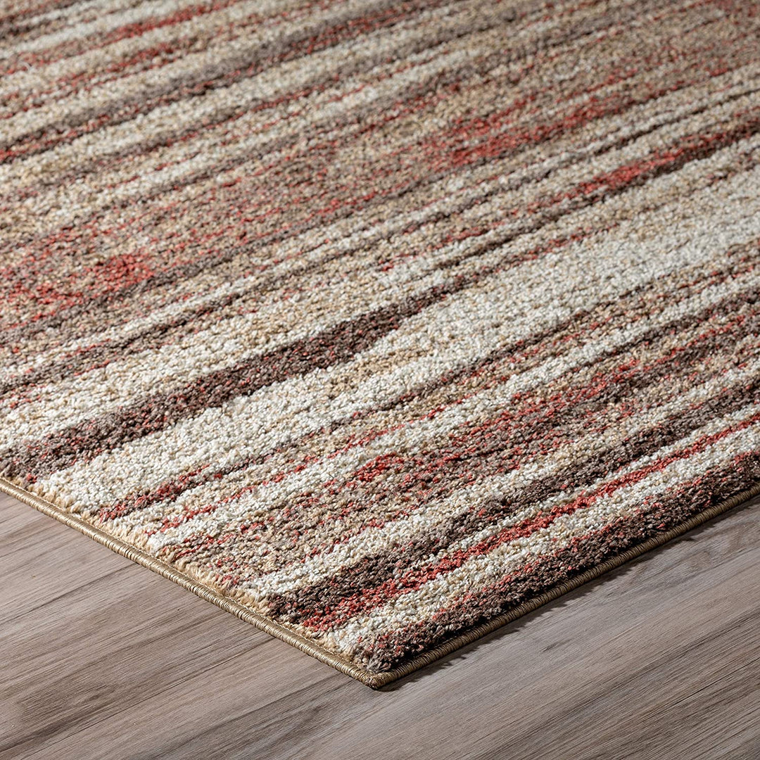 Abstract Striped Spice/Beige Area Rug (3'3"x5'1") 3'3"x5'1" Orange Casual Modern Contemporary Polypropylene Contains Latex Stain Resistant