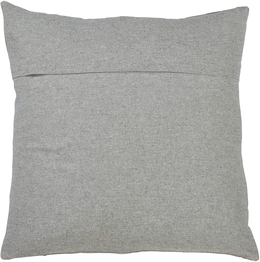 Down Filled Pintucked Button Throw Pillow Grey Textured Mid Century Modern Cotton Single Removable Cover - Diamond Home USA