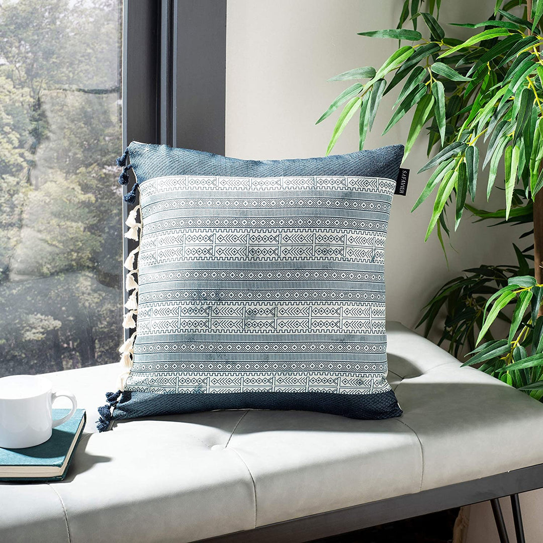Decorative Pillow Blue Grey Textured Transitional Polyester Single Removable Cover - Diamond Home USA