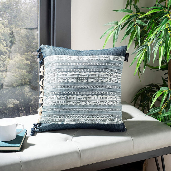 Decorative Pillow Blue Grey Textured Transitional Polyester Single Removable Cover - Diamond Home USA