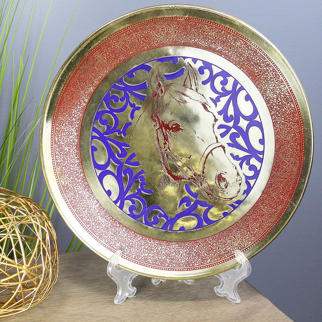 Horse Decorative Brass Accent Plate Gold Modern Contemporary