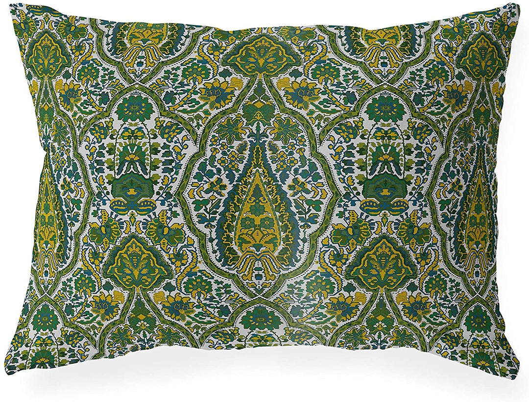 Green Yellow Lumbar Pillow Green Geometric Global