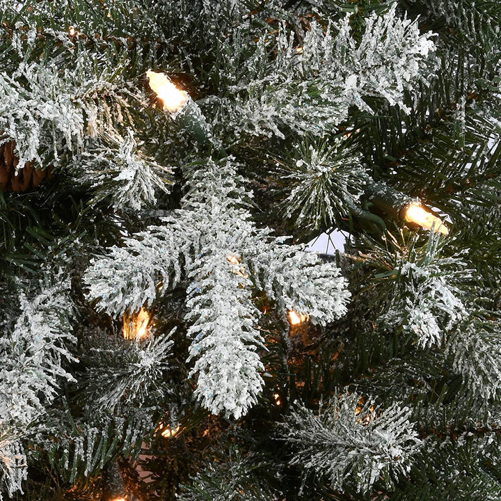 4 Ft Snowy Spruce Entrance Tree Clear Lights Green Plastic - Diamond Home USA