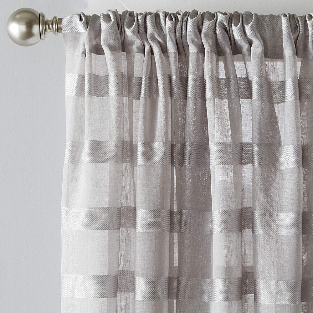 Parkland 84 Inch Panel Dove Gray Grey Stripe Traditional Polyester - Diamond Home USA