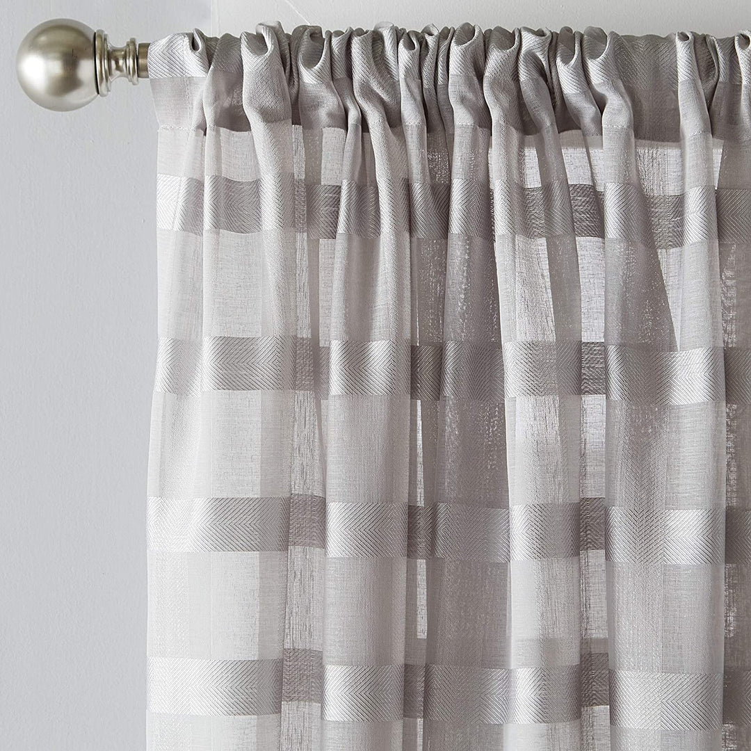 Parkland 84 Inch Panel Dove Gray Grey Stripe Traditional Polyester - Diamond Home USA