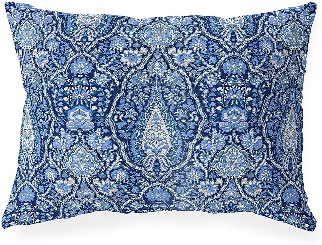 Blue Lumbar Pillow Blue Geometric Global Polyester Single