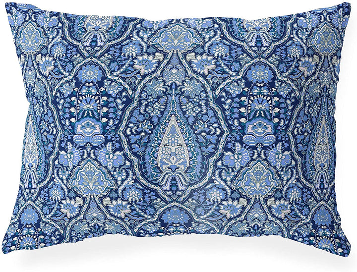 Blue Lumbar Pillow Blue Geometric Global Polyester Single