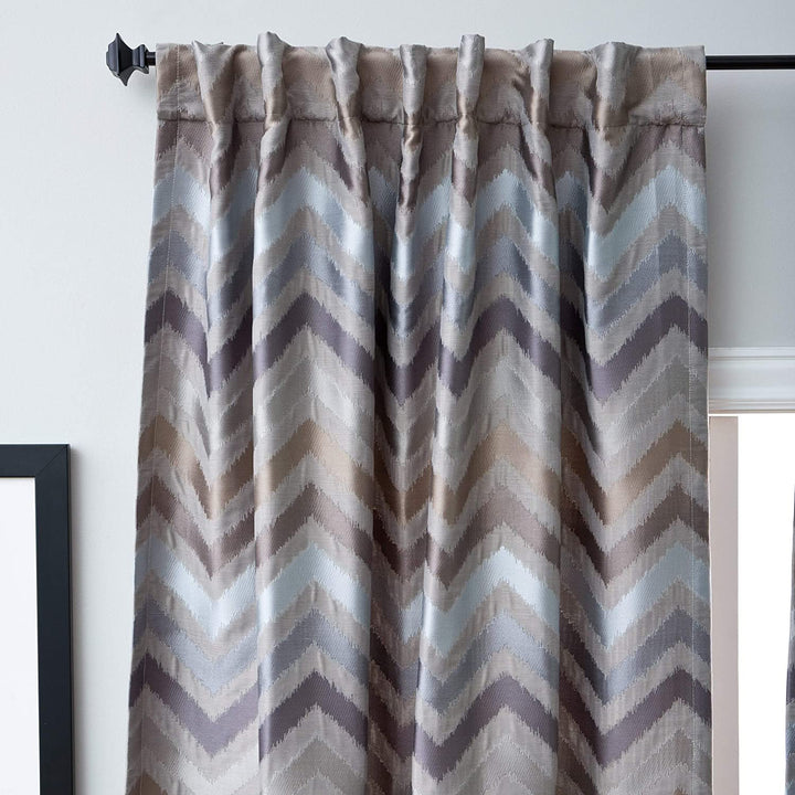 Jacquard Chevron Design Curtain Panel 54 X 96 Tan Casual Modern Contemporary Polyester