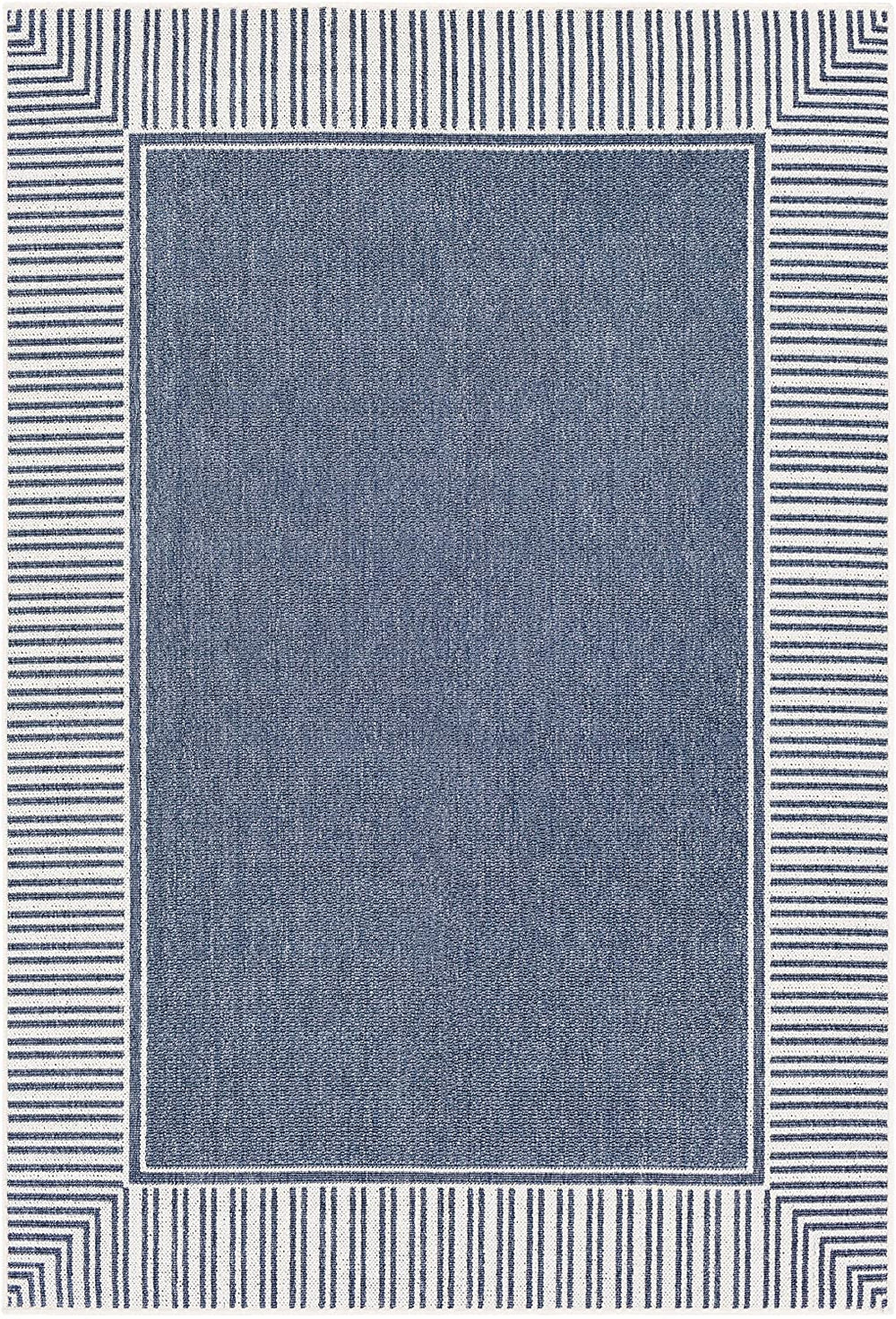Border Indoor/Outdoor Area Rug 3'7" X 5'7" Blue White Transitional Rectangle Olefin Latex Free Pet Friendly Stain Resistant - Diamond Home USA