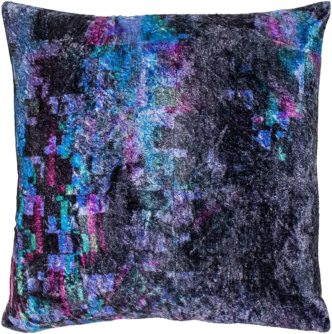 Cyber Black Emerald Crushed Velvet Poly Fill Throw Pillow