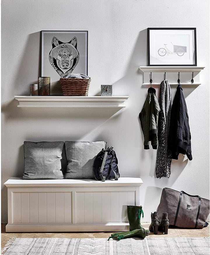 White Mahogany 4 Hook Coat Rack Modern Contemporary Nautical