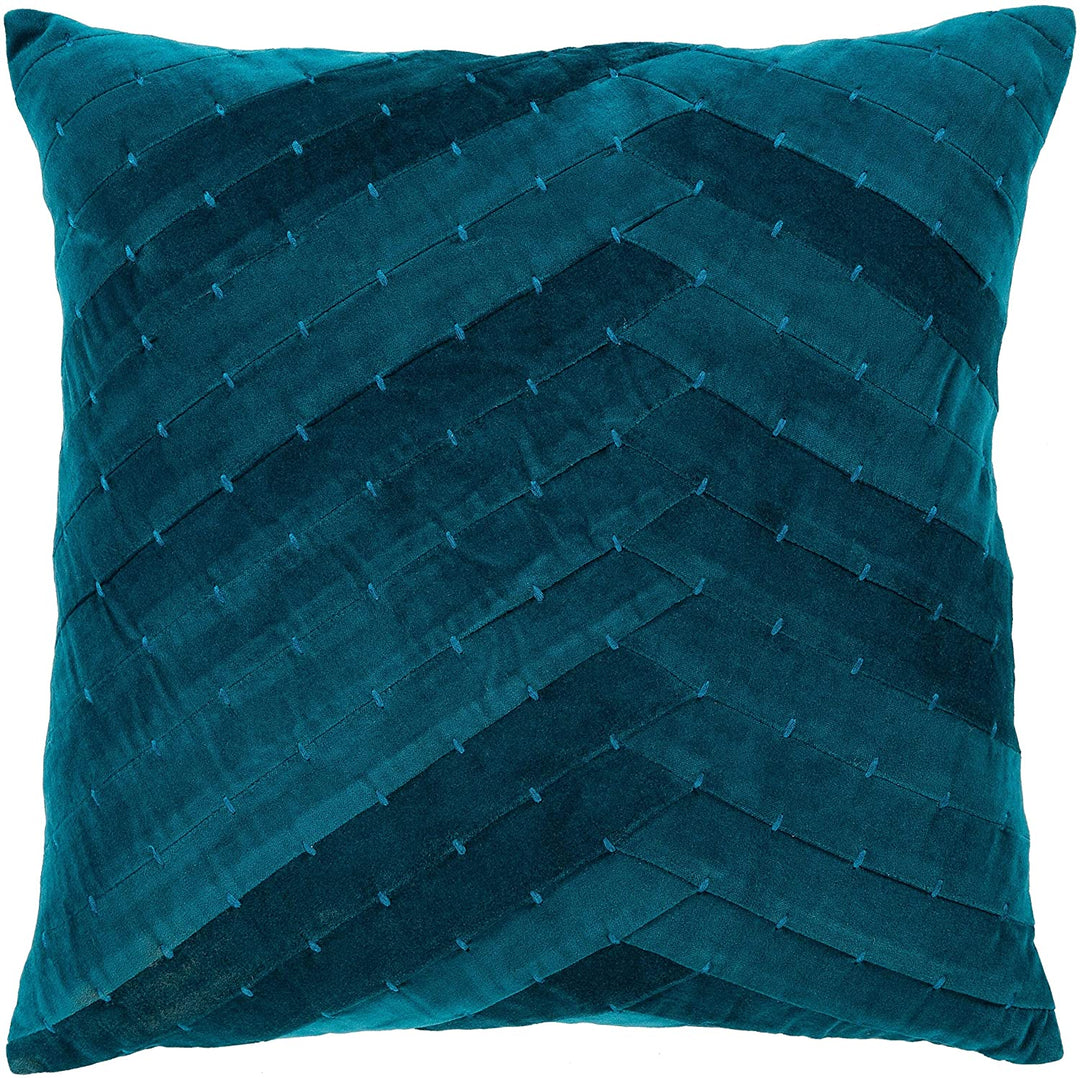 Teal Stiched Velvet 22 inch Throw Pillow Cover Blue Textured