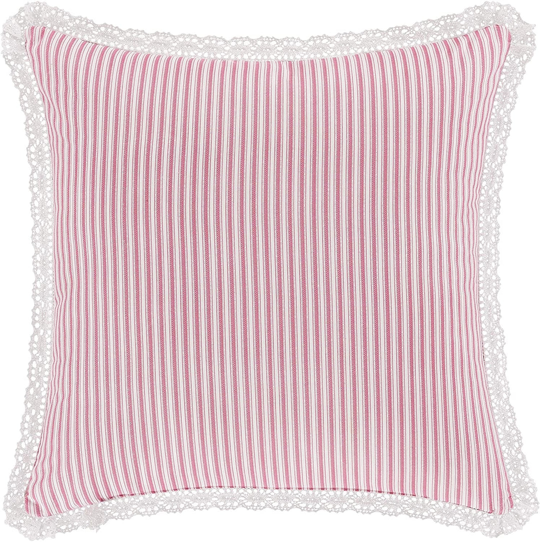 Little 16 inch Square Decorative Throw Pillow Pink Floral Farmhouse Polyester One - Diamond Home USA
