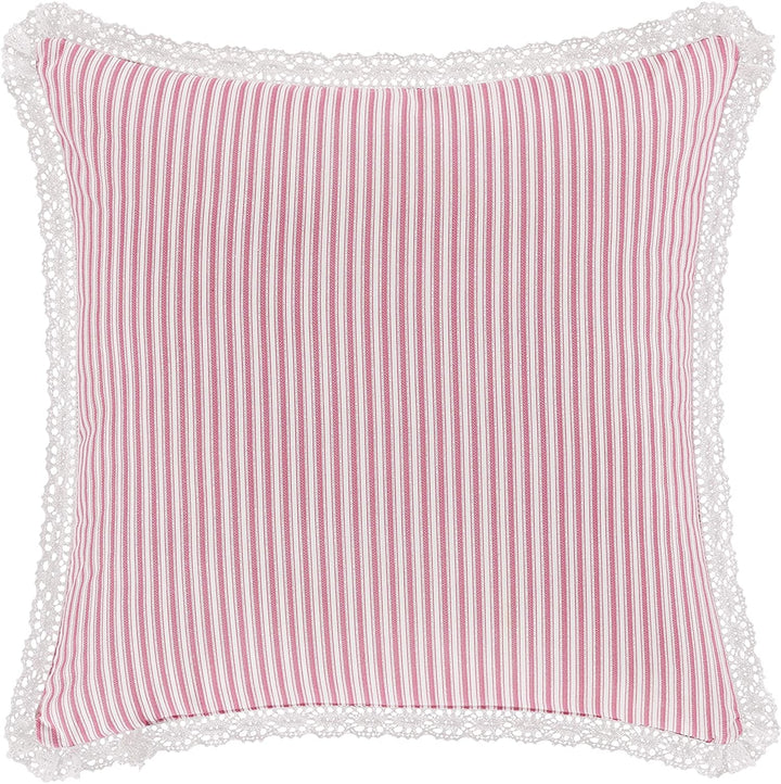Little 16 inch Square Decorative Throw Pillow Pink Floral Farmhouse Polyester One - Diamond Home USA