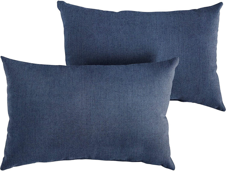 Indigo Indoor/Outdoor Knife Edge Pillow (Set 2) 13 X 20 Blue Solid Transitional Synthetic Fade Resistant Set Uv - Diamond Home USA