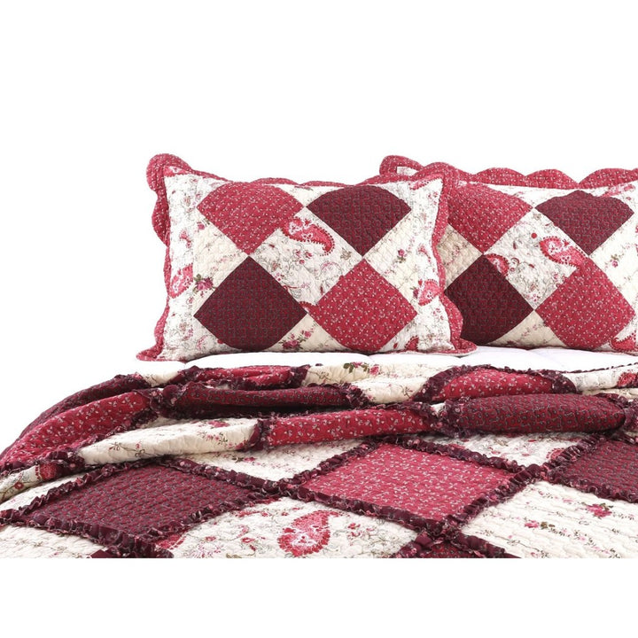 Christmas Theme Quilt Set Cottage Vintage Paisley Patchwork Flower Pattern Holiday Mas Geometric Diamond Design Damask Floral