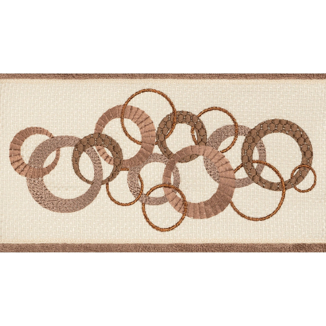 Turkish Cotton Circles Embroidered Latte Brown 8-piece Towel Set Terry Cloth