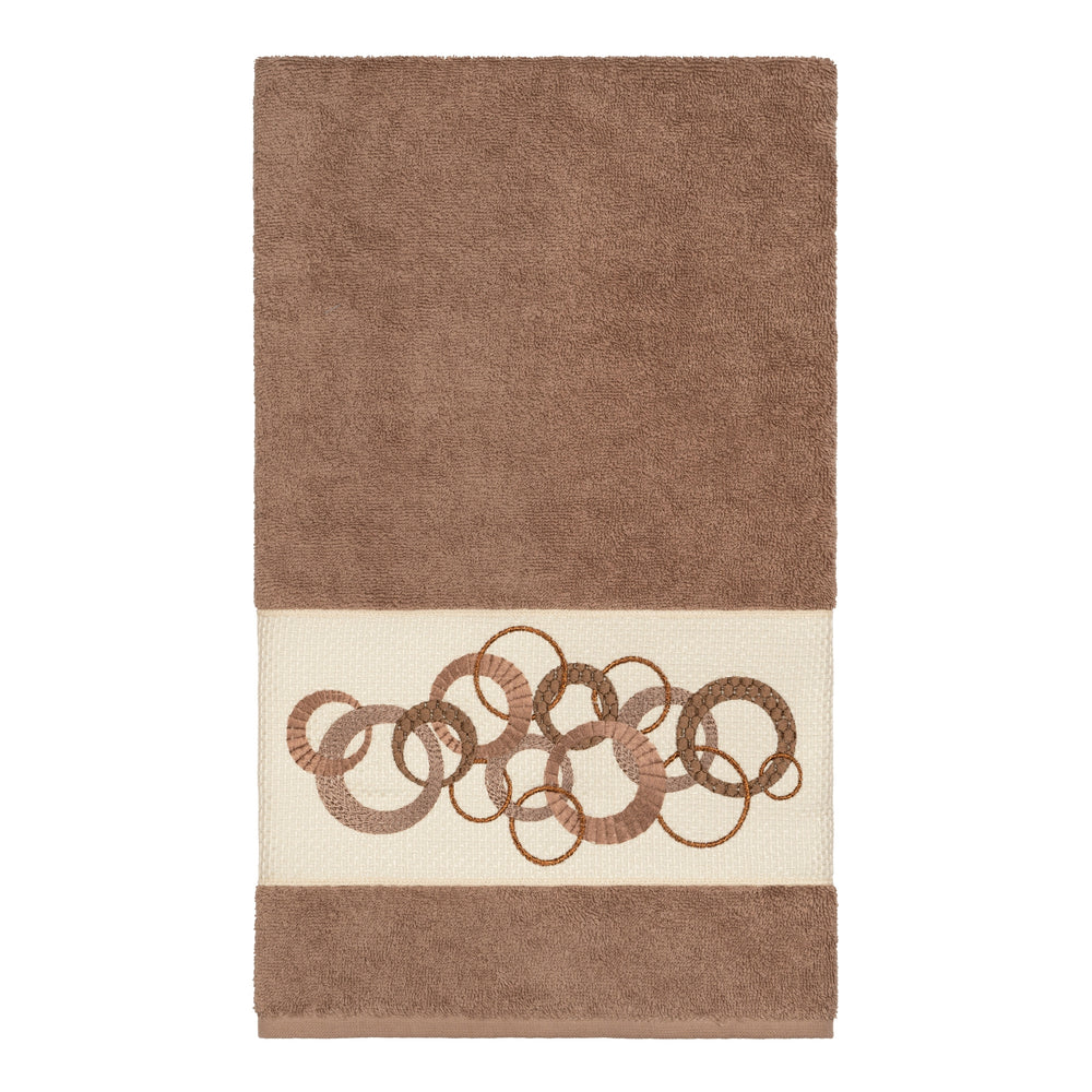 Turkish Cotton Circles Embroidered Latte Brown 8-piece Towel Set Terry Cloth