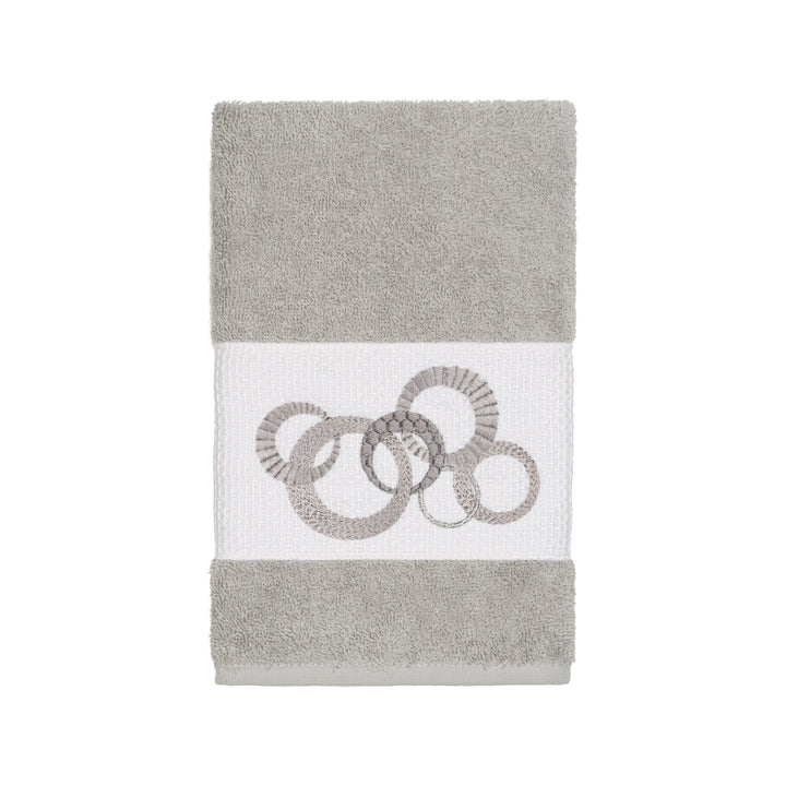 Turkish Cotton Circles Embroidered Light Grey 4-piece Towel Set Terry Cloth