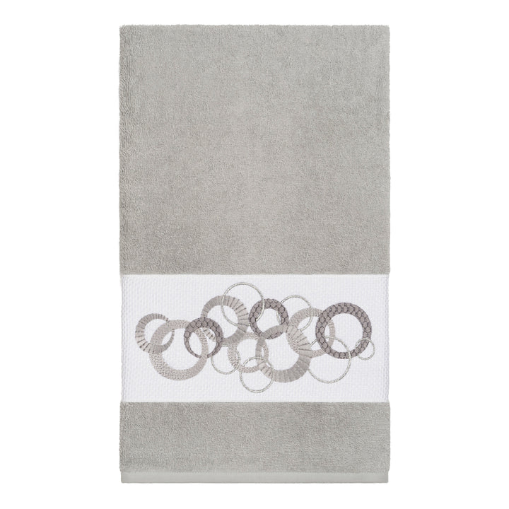 Turkish Cotton Circles Embroidered Light Grey 4-piece Towel Set Terry Cloth