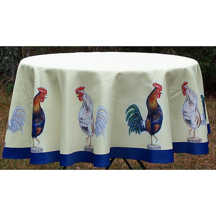 Rooster Round Tablecloth Multi Color Polyester