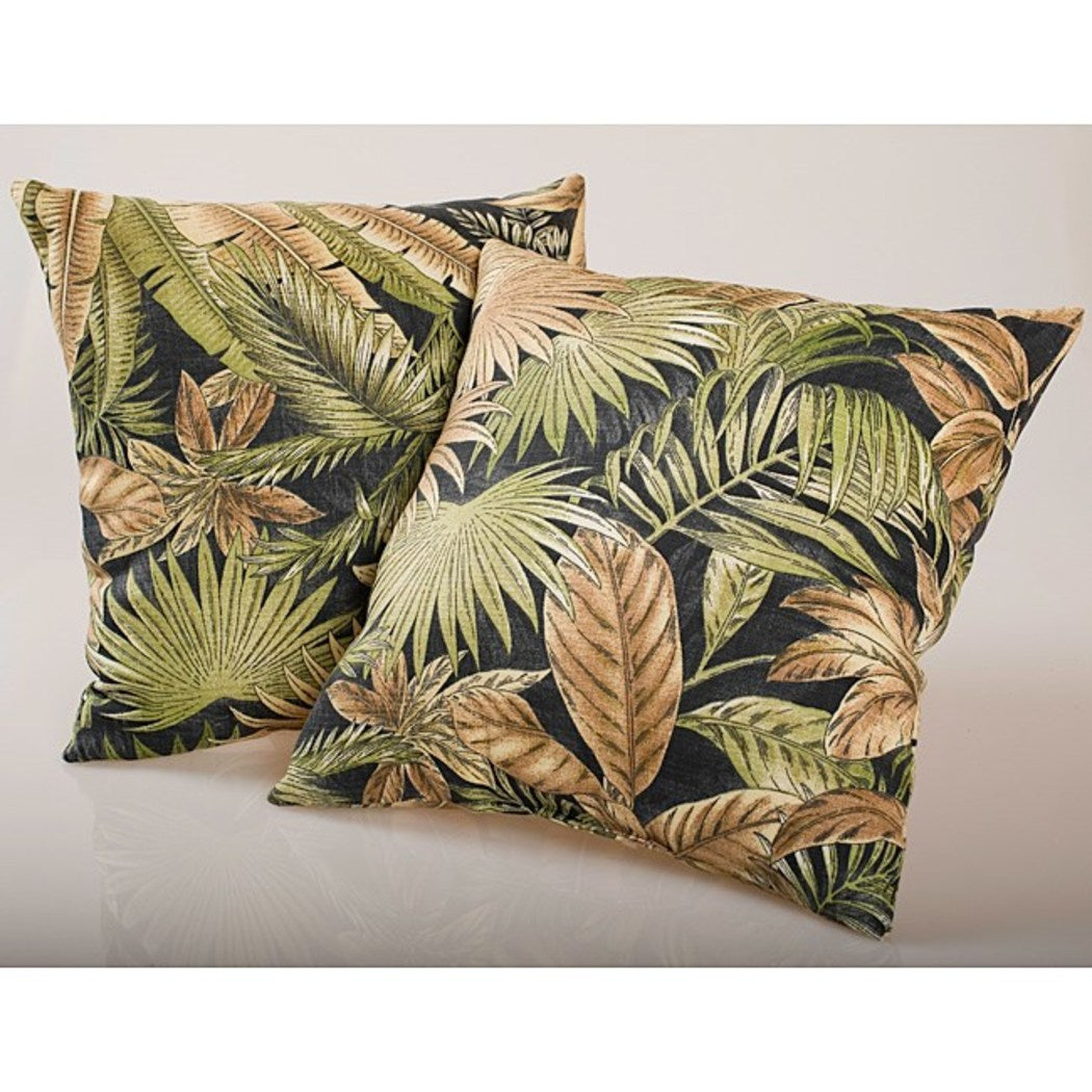 2 18 x 18 Black Green Tropical Leaves Throw Pillows