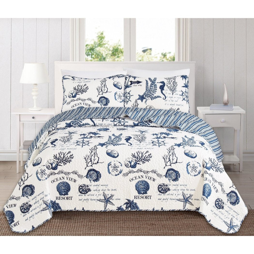 Beach Theme Quilt Set Sea Shell Life Inspired Bedding