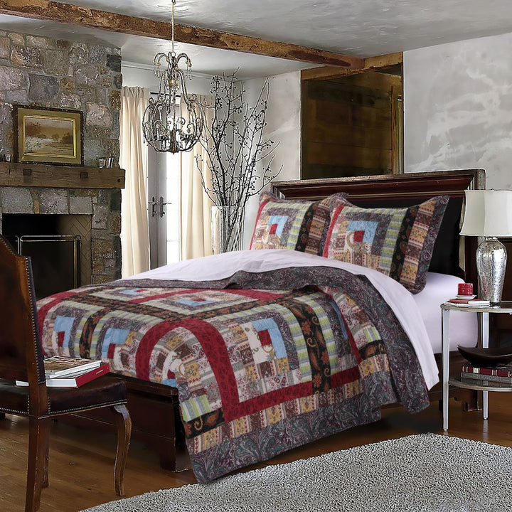Patchwork Quilt Set Cabin Lodge Southwest Theme Bedding