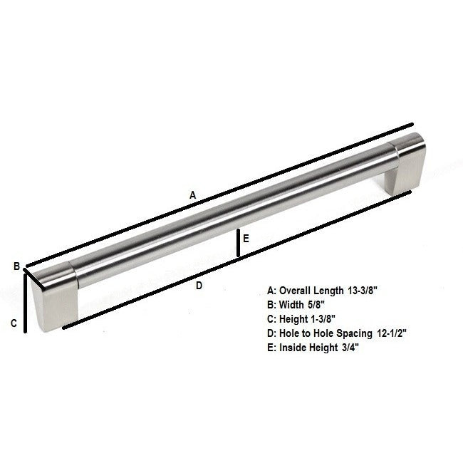 Contemporary 13-3/8 inch Sub Zero Stainless Steel Finish Cabinet Bar Pull Handle (Case of 15) Grey Nickel