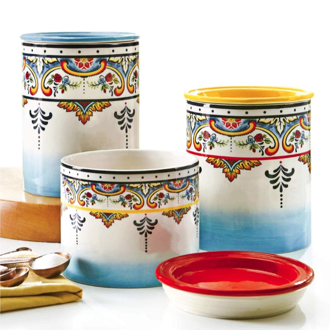 Euro Ceramica Zanzibar 3-piece Canister Set Assorted Sizes