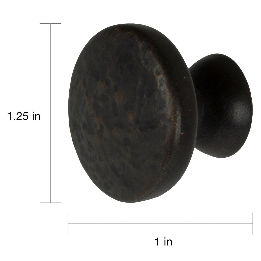 1.25 inch Oil Rubbed Bronze Round Hammered Finish Cabinet Knobs (Pack of 10) Brown Metal