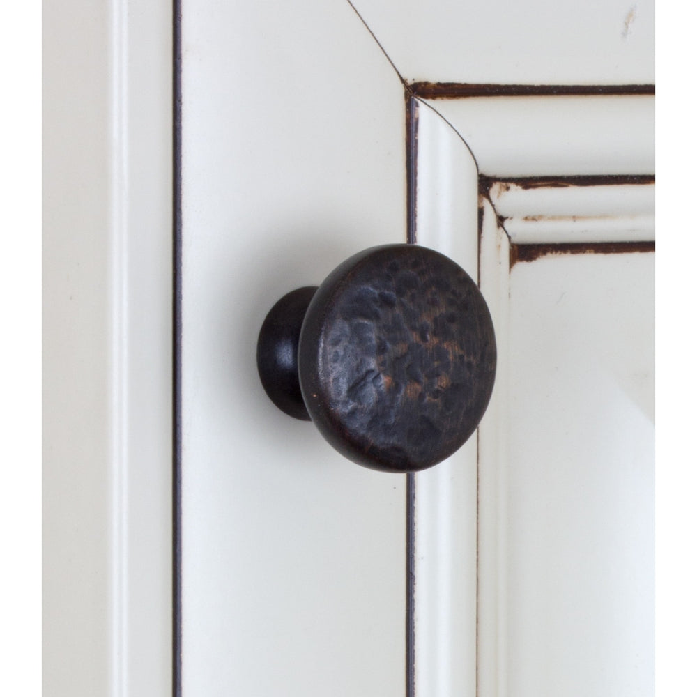 1.25 inch Oil Rubbed Bronze Round Hammered Finish Cabinet Knobs (Pack of 10) Brown Metal